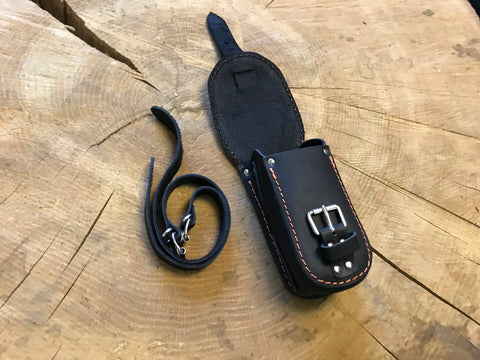 Brillenetui / Gürteltasche / Zusatztasche in schwarz - orange für Schwingentaschen oder Rahmen