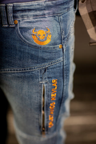 Motorradhose Jeans blau von Orletanos mit Protektoren für Herren Kevlar