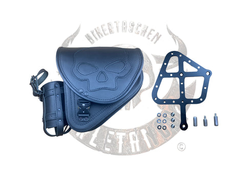 Diablo Skull Blackline swingarm bag set + swingarm holder Softail until 2017