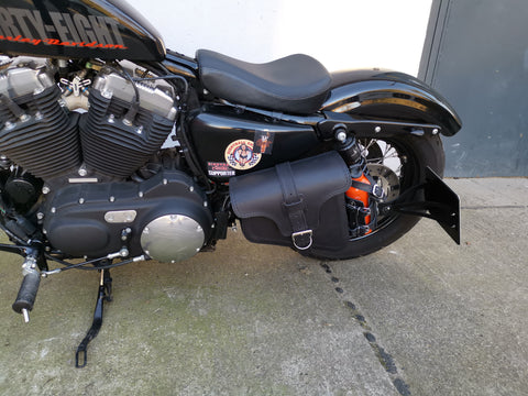 Eos black side bag with bottle holder suitable for Harley-Davidson Sportster