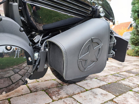 Diva Blackline side bag with bottle holder suitable for Harley-Davidson Sportster