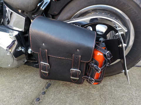 Hulk Black / Orange Swing Bag with Bottle Holder Fits Harley-Davidson Softail