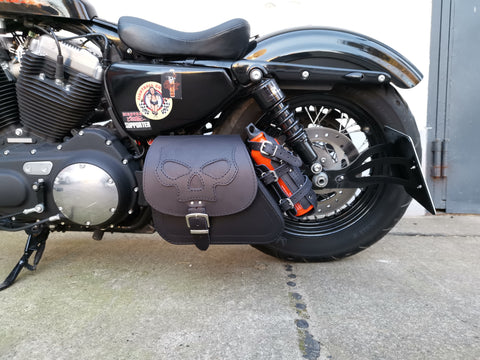 Sporty Skull Orange swing bag fits Harley-Davidson Sportster