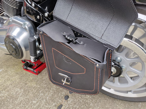 Odin Orange swing bag suitable for Harley-Davidson Softail