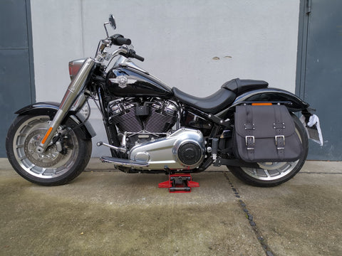Zeus Black Side Bag + Holder XL fits Softail from 2018 to Today