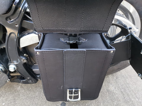 Triton Black Swing Bag With Bottle Holder Fits Harley-Davidson Softail
