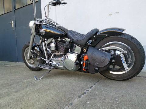 Fortuna Black Swing Bag With Bottle Holder Fits Harley-Davidson Softail