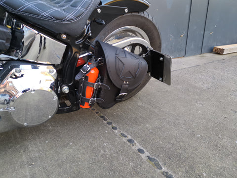 Fortuna Black Swing Bag With Bottle Holder Fits Harley-Davidson Softail