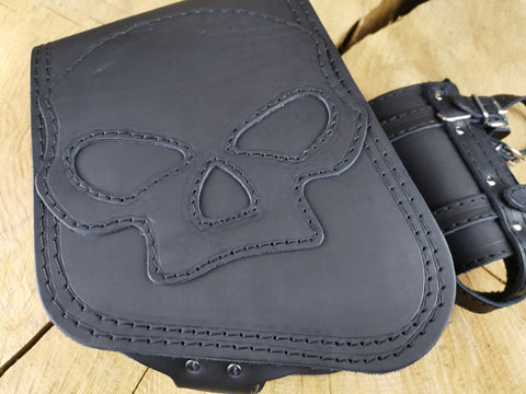 Road Skull Black Side Bag Fits Harley-Davidson Street Bob & Sportster