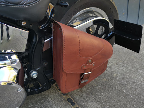 Odin red brown swing bag suitable for Harley-Davidson Softail