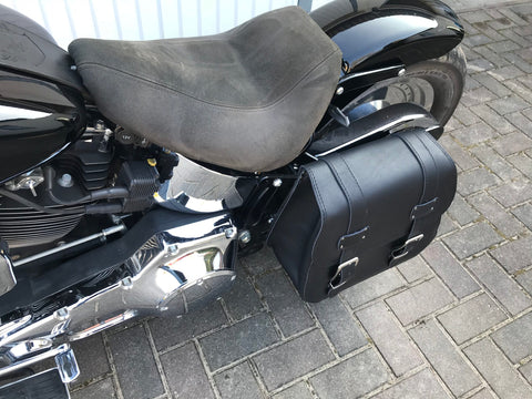 Zeus Black Side Bag + Holder XL fits Softail from 1992 to 2017