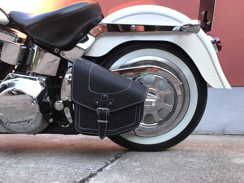 Odin white swing bag suitable for Harley-Davidson Softail