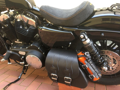 Sporty Flame Black Swing Bag Fits Harley-Davidson Sportster