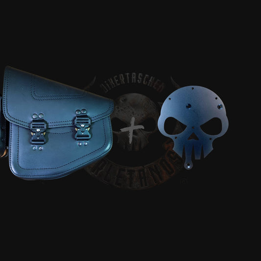 Bullet Blackline Schwingentasche Set + Schwingenhalter Softail bis 2017