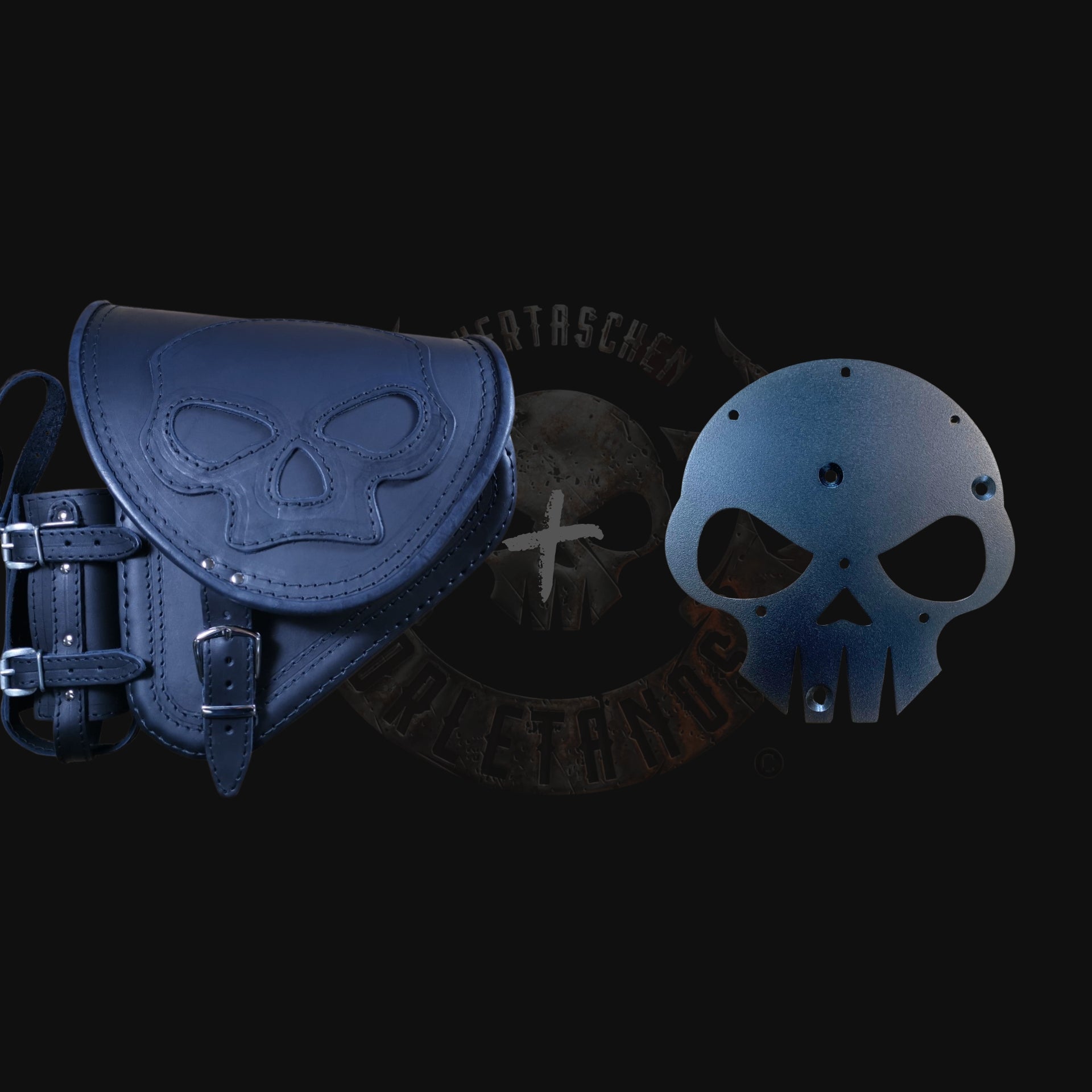 Diablo Skull schwarz Schwingentasche + Schwingenhalter Softail ab 2018