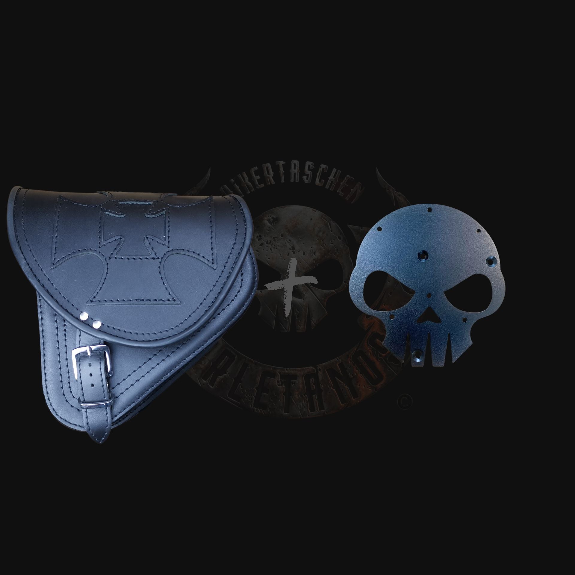 Diablo Malteser schwarz Schwingentasche Set + Schwingenhalter Softail ab 2018