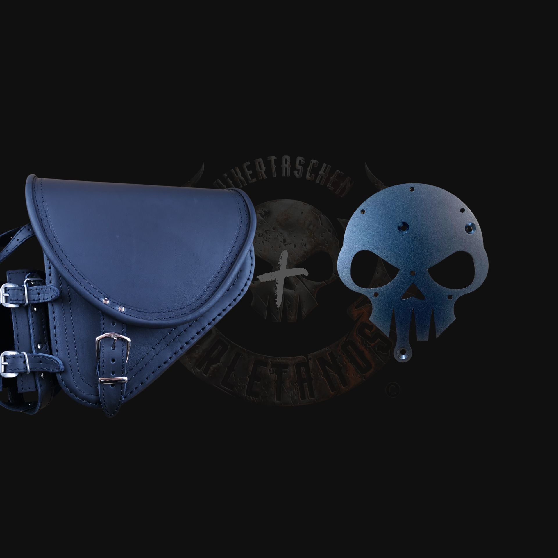Diablo schwarz Schwingentasche Set + Schwingenhalter Softail bis 2017