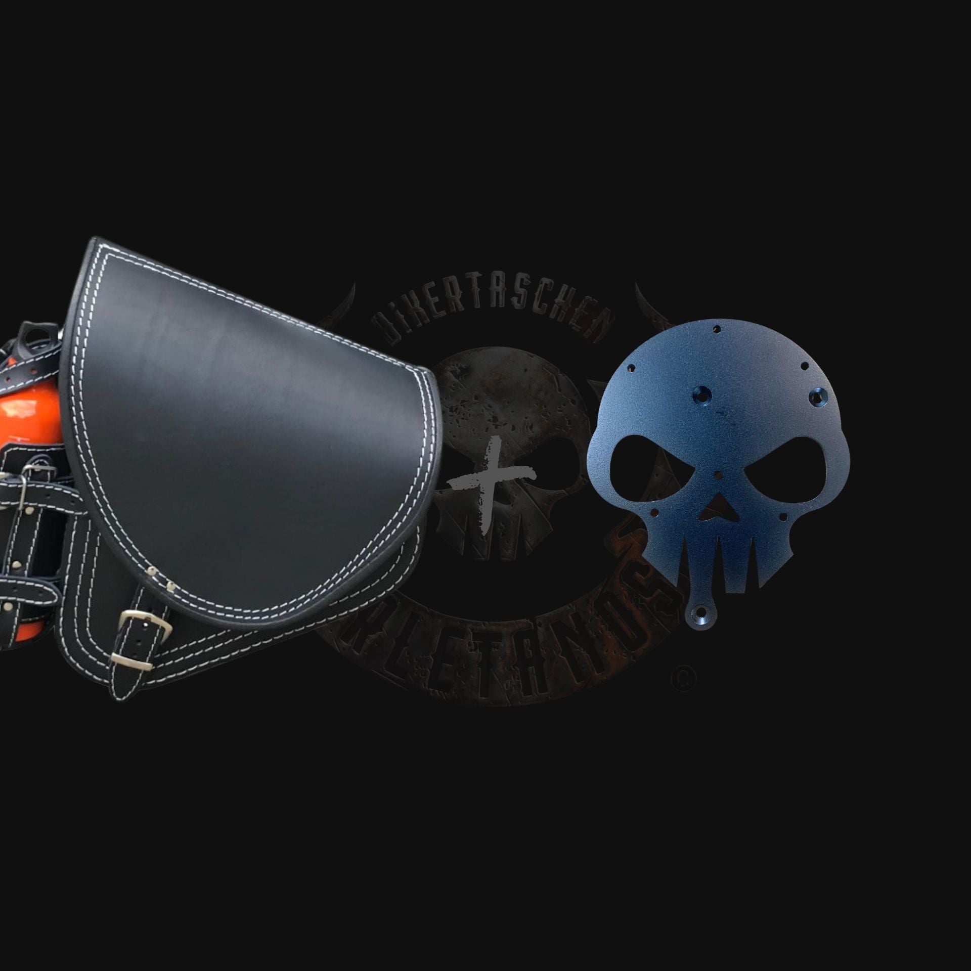 Diablo weiß Schwingentasche Set + Schwingenhalter Softail bis 2017