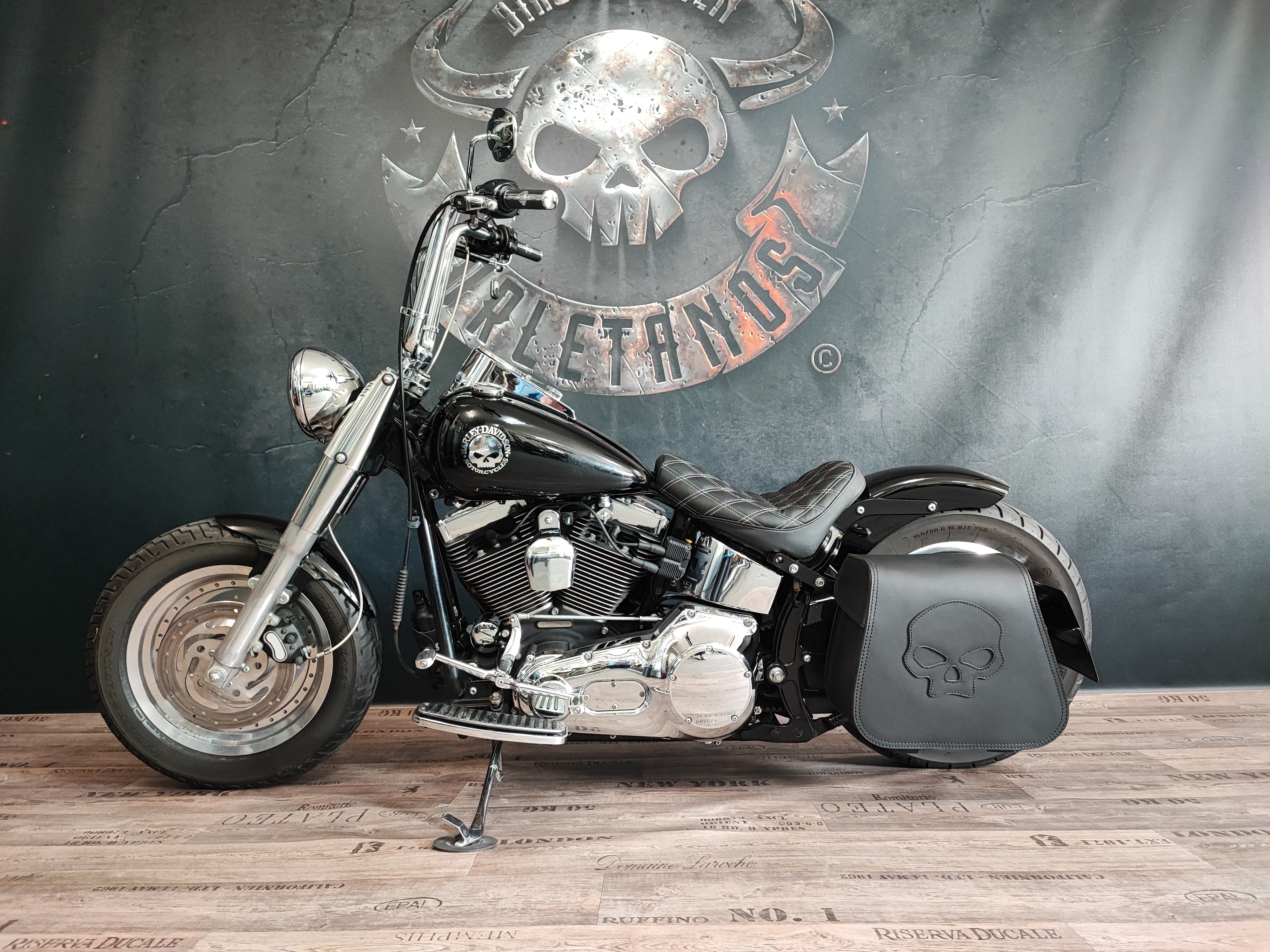 Seitentasche / Seitenkoffer HERKULES BLACKLINE mit SKULL