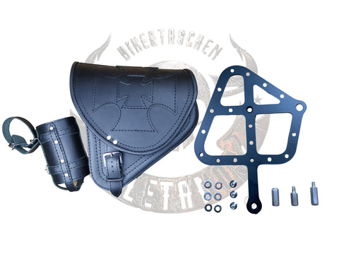 Diablo Malteser schwarz Schwingentasche Set + Schwingenhalter Softail bis 2017