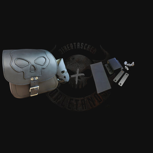 Sporty Skull Schwarz + Halter passend für Sportster Schwingentaschen