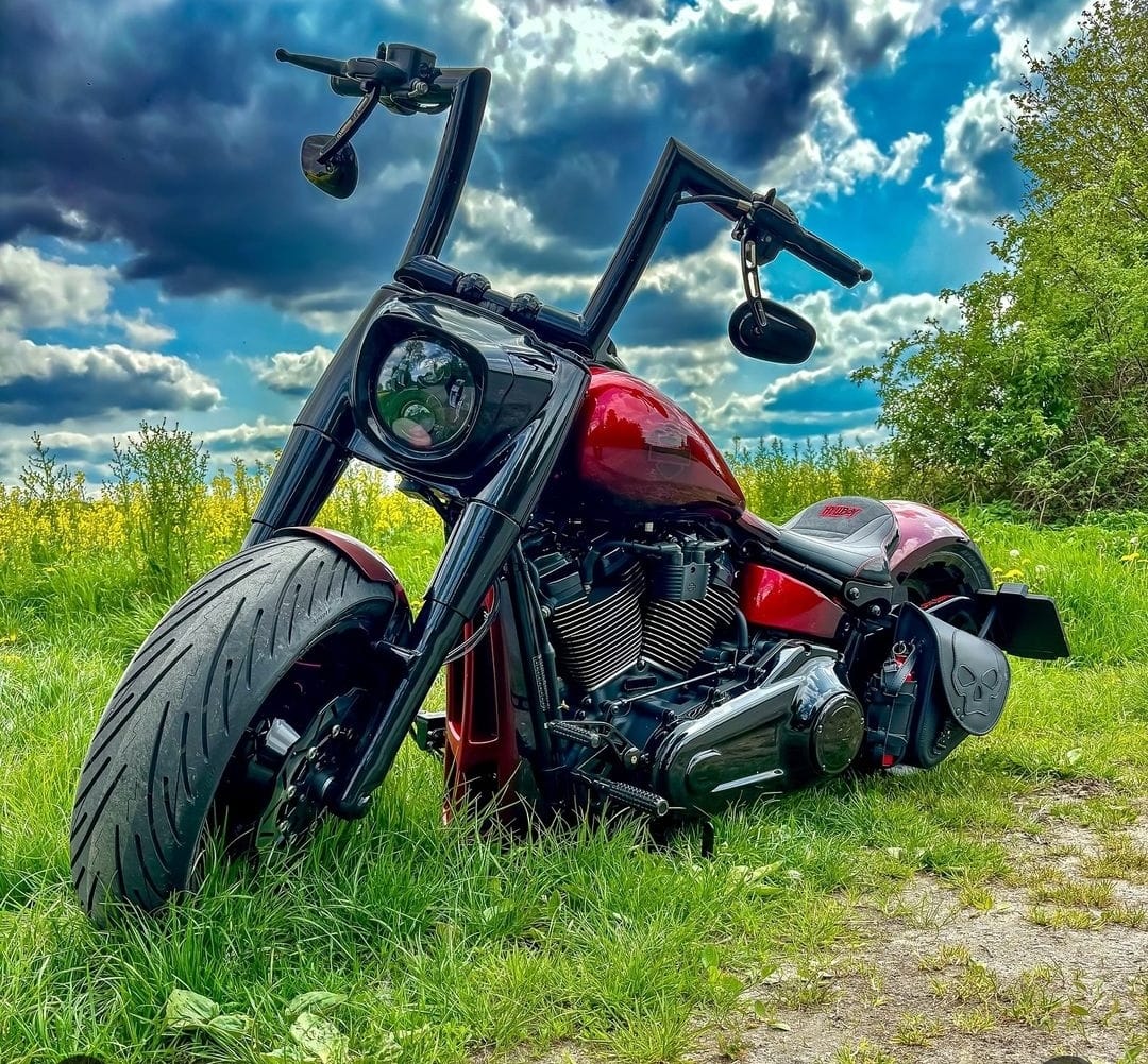 Diablo Skull Blackline Schwingentasche + Schwingenhalter Softail ab 2018