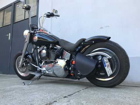 Fortuna Orange Schwingentasche mit Flaschenhalter passend für Harley-Davidson Softail