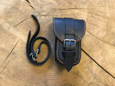Brillenetui / Gürteltasche / Zusatztasche in schwarz - orange für Schwingentaschen oder Rahmen