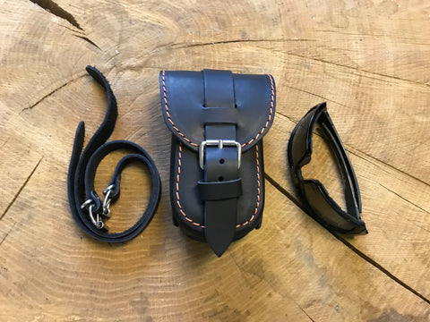 Brillenetui / Gürteltasche / Zusatztasche in schwarz - orange für Schwingentaschen oder Rahmen