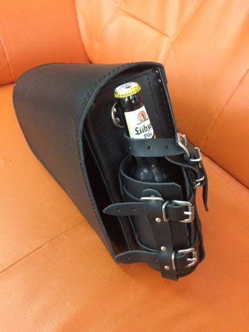 Clean Kroko Schwarz Seitentasche mit Flaschenhalter passend für Harley-Davidson Sportster