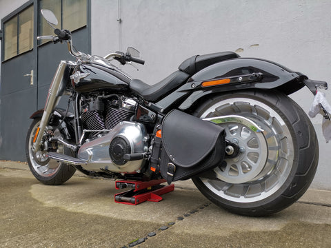Fortuna Orange Schwingentasche mit Flaschenhalter passend für Harley-Davidson Softail
