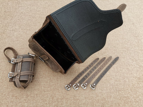 Hades Braun Schwingentasche mit Flaschenhalter passend für Harley-Davidson Softail