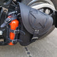 Fortuna Schwarz Schwingentasche mit Flaschenhalter + Werkzeugrolle Tool Stern passend für Harley-Davidson Softail