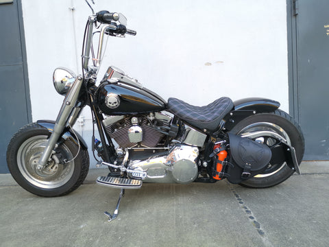 Fortuna Orange Schwingentasche mit Flaschenhalter passend für Harley-Davidson Softail