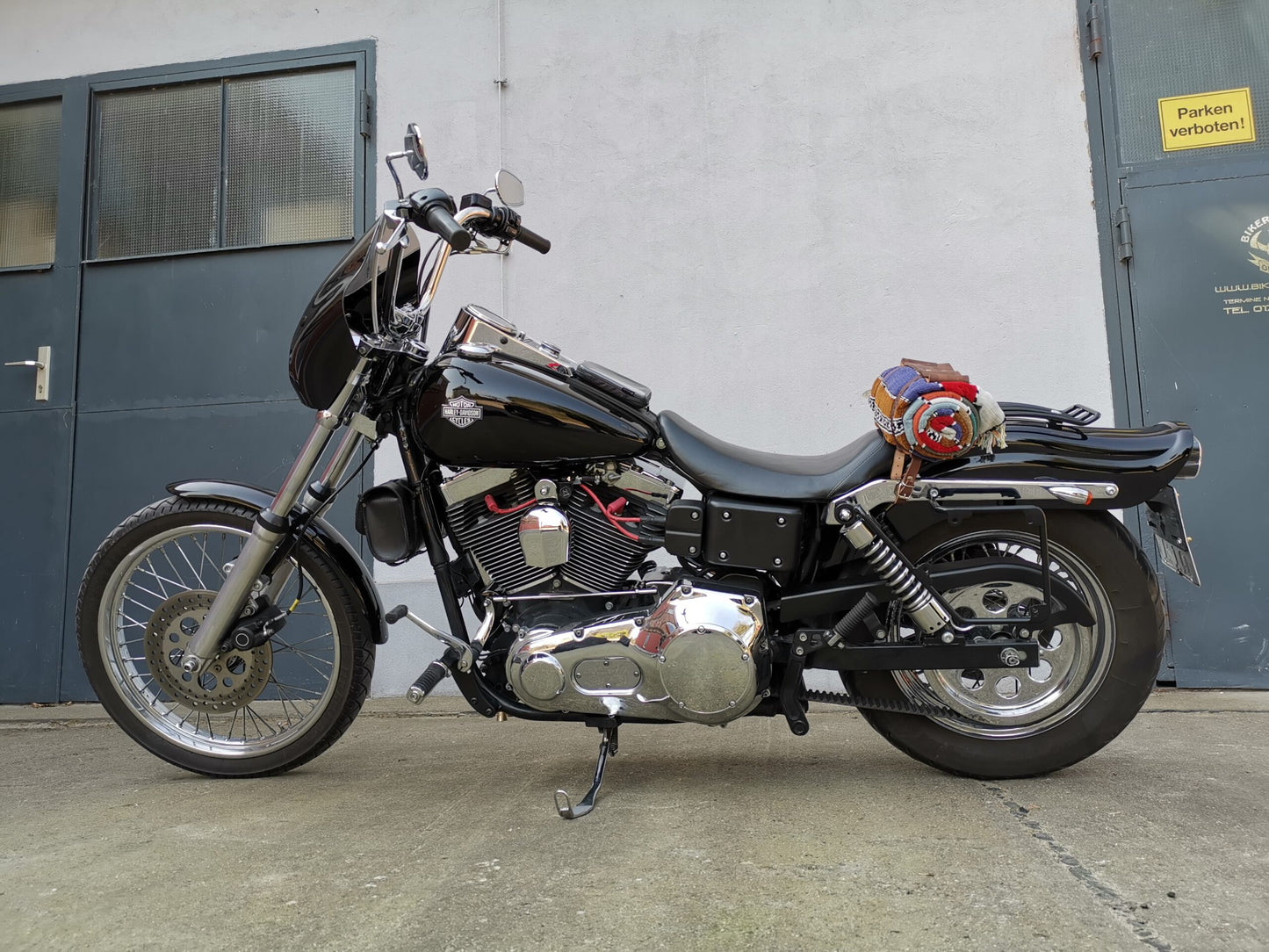 Zeus Orange Seitentasche + Halter passend für Dyna Street Bob von 1996 bis 2017