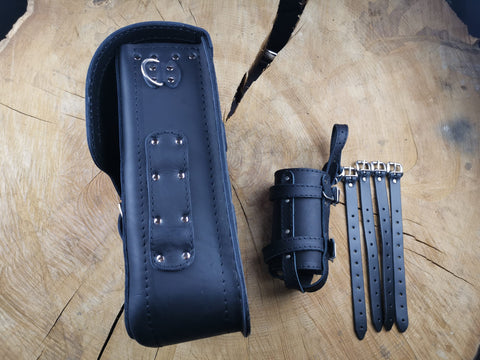 Triton Schwarz Schwingentasche mit Flaschenhalter passend für Harley-Davidson Softail