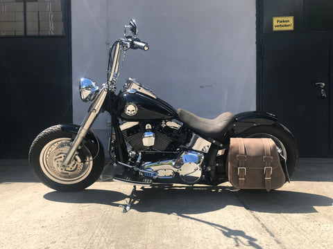 Zeus Braun Seitenkoffer + Halter XL passend für Softail von 1992 bis 2017