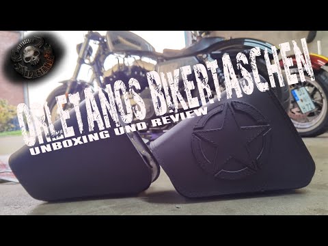 Clean Karo Orange Seitentasche mit Flaschenhalter passend für Harley-Davidson Sportster